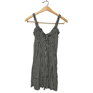 American Eagle Outfitters Classic Black White Plaid Sleeveless Ruffle Mini Dress
